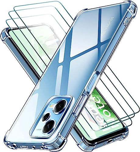ivoler Funda para Xiaomi Redmi Note 12 5G / Xiaomi Poco X5 (No para Redmi Note 12 4G, Redmi Note 12 Pro 4G/5G) con 3 Piezas Cristal Templado, Transparente Carcasa Anti-Choque Case