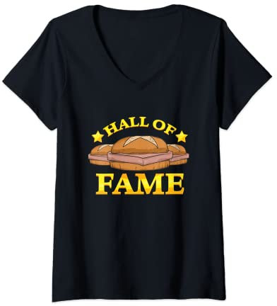 Damen Hall of Fame Leberkäse Fleischkäse Brötchen T-Shirt mit V-Ausschnitt