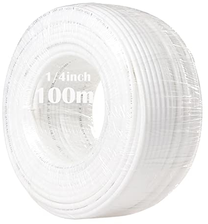 CESFONJER 100 Metres 6.3mm Diameter Tube, 1/4 Supply Pipe Tube, for Refrigerator and Ice Maker, RO Water Systems (White)
