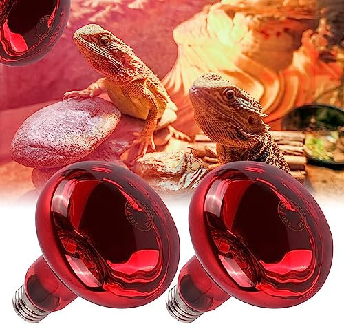 SKJJL Reptilien Wärmelampe Terrarium, 2 Stück Wärmelampe Terrarium, E27 Base Heizlampe Terrarium Rot, für Reptilien Schildkröten Schlangen Amphibien