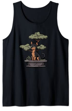 Miniatur-Pinscher Bonsai-Baum Lustiger Hund Gartenarbeit Tank Top