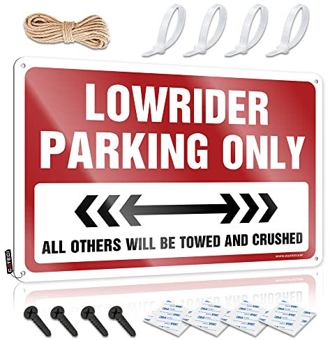Metallschild Lustiges Lowrider Parking Only Blechschild Einzigartige Wohnkultur Vintage Metallschilder Lustig (Größe: 20 x 30 cm)
