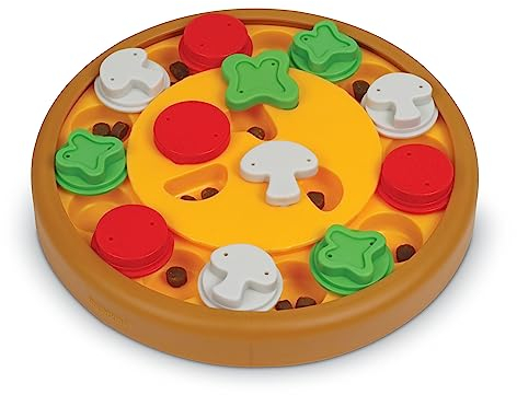 BrightKins Pizza-Party Leckerli-Puzzle für Hunde, interaktives Spielzeug für Hunde, Rutschfester Leckerli-Spender, Hundespielzeug für geistige Stimulation und langsames Füttern, 1 Stück