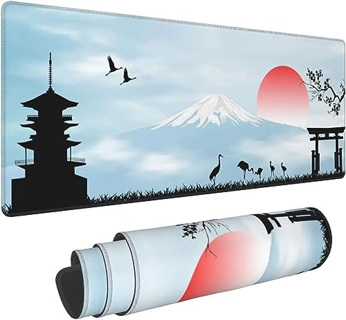 Tapis de Souris Paysage Noir 600x400mm Tapis de Souris Large étendu Tapis de Souris à Bords Cousus Base en Caoutchouc antidérapante Tapis de Souris de Jeu pour Ordinateur Gamer