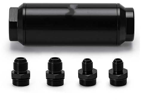 DowraP Nuovo Filtro del Carburante da 44 mm con 2 raccordi adattatori AN6 e 2 AN8 con Elemento in Acciaio da 100 Micron 5565