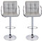 Lot de 2 Tabourets de Bar, Chaises Haut, Hauteur Réglable, Revêtement en PU, Rotatif sur 360°, avec Accoudoirs, Dossier et Repose-Pieds, Pied Chromé (Gris)