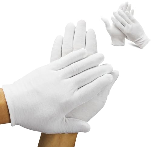 36 Paare Stoff Handschuhe Weiss, Schutzhandschuhe Baumwolle, Weiße Handschuhe,Stoffhandschuhe aus Baumwolle, Mehrzweck, Bequem und Atmungsaktiv, Waschbar, XL Größe