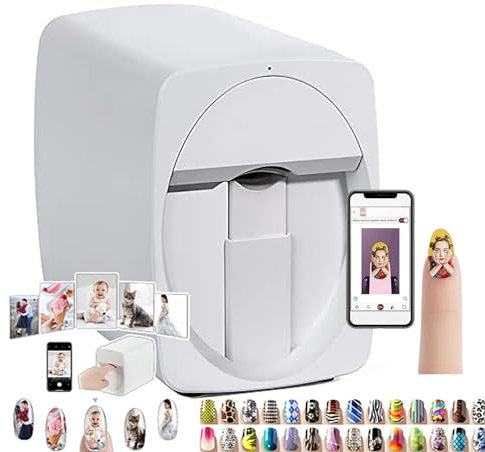 3D Nail Art Printer, Portable Mobile Nail Painting Machine, Support WiFi/DIY/Usb, Automatic Identification, Diy Nail Printing for Home Usage Nail Salon Nail Lovers,C