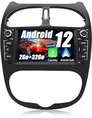 AWESAFE Autoradio Android 13 pour Peugeot 206 206cc (2002-2010)【2Go+32Go】 avec Carplay Android Auto7 Pouces Écran Tactile GPS/FM/WiFi/Bluetooth/Commande au Volant/MirrorLink/Aide au Stationnement