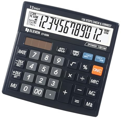 Eleven CT555NE, Tischrechner, 12-stellig, Solar-/Batteriebetrieb, schwarz
