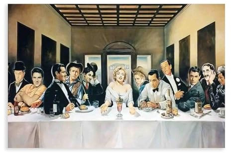 MAHWER Hollywood Legend The Last Supper – Vintage-Filmposter auf Leinwand, Schlafzimmer, Dekoration, Sport, Landschaft, Büro, Raumdekoration, Geschenk, ungerahmt, 30 x 45 cm