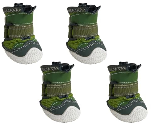 Spark Paws Hundeschuhe – rutschfest & Atmungsaktiv, Pfotenschutz im Sommer für heiße Oberflächen & Wandern, Strapazierfähig, 4er-Set - Green, A