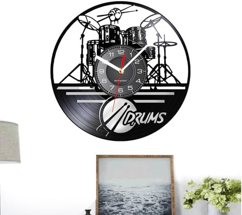 Meindin Schallplattenuhr – Schwarze Rock-and-Roll-Wanduhr – Heimdekoration für Musik-Partys, Musikdekorationen, einzigartig für Ihre Freunde und Familie, Wandkunst