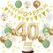 Luftballons 40. Geburtstag Frauen Männer, Konfetti, Girlande, Kuchen Deko Set, 40er Geburtstagsdeko Grün