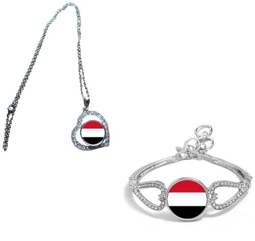 PJ4U Set Of 2 Yemen Silver Colour Diamante Bracelet And Necklace With Gift Bag