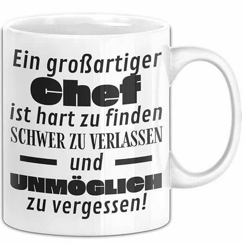 Chef Abschied Geschenk Tasse Abschiedsgeschenk für Chef Hart Zu Finden Schwer Zu Verlassen (Weiß)