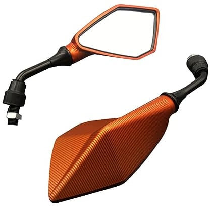 Slakerbe 1 Paar Motorrad Rückspiegel,Universal Fünfeckiges Eisen Modifiziertes Motorradzubehör Retro Style Rückansicht Motorradspiegel Lenkerendenspiegel Motorradzubehör,Orange