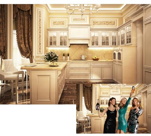 MIRRORANG Moderner Hintergrund für Küche, Innenbereich, Möbel, Backofen, Schrank, Spüle, Geschirr, Heimküche, Fotohintergrund, Küche, Zimmer, Möbel, Hausfrau, Kochen, Party, Dekoration,