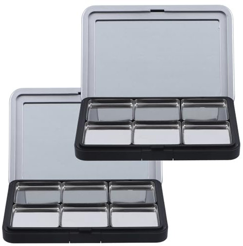 Healeved Palette di ombretti magnetici, 2 custodie fai da te per ombretti, piccola scatola con specchio e 12 vaschette interne, per riporre ombretti, rossetti, fard, evidenziatori, palette di trucco