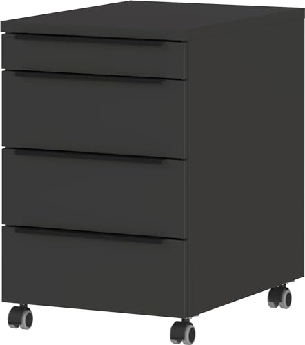 Germania Rollcontainer 4377-547, in Graphit, mit Utensilienfach, 42 x 63 x 60 cm (BxHxT)
