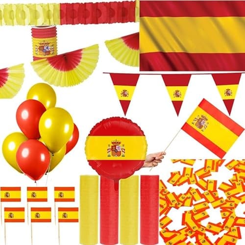 XL Spanien Party Deko Set 190 TLG. Partyset Partydeko rot gelb Fussball EM WM
