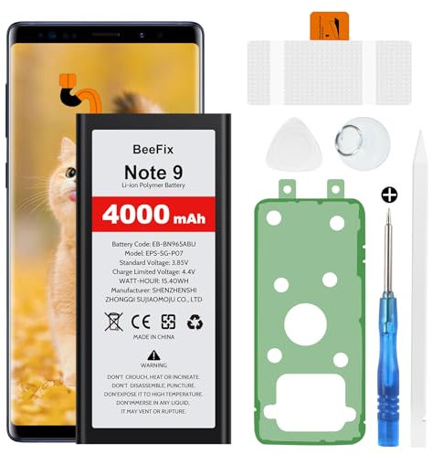 Beefix Akku für Samsung Galaxy Note 9 SM-G965F, 4000mAh Ersatzakku Li-Ion Polymer für Galaxy Note 9(EB-BN965ABU) mit Reparaturwerkzeug