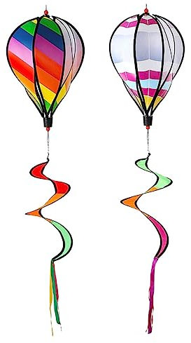 CIYODO 2stücke Heißluftballon Wind Spinner Dekoration Outdoor Layout Anhänger Spiral Heißluftballon Hofdekorationen Hofanhänger Heißluftballon-windmühlen-dekore