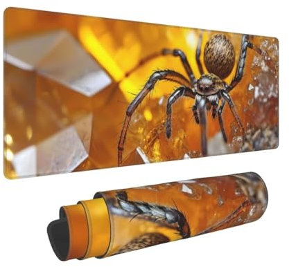 Gaming Mauspad XXL 600x300x3 mm Spinne Große Gaming Tastatur Matte, Wasserdicht schreibtischunterlage, Genähte Kanten rutschfeste Gummibasis Erweiterter Schreibtisch Schutz Für Home Office B-391