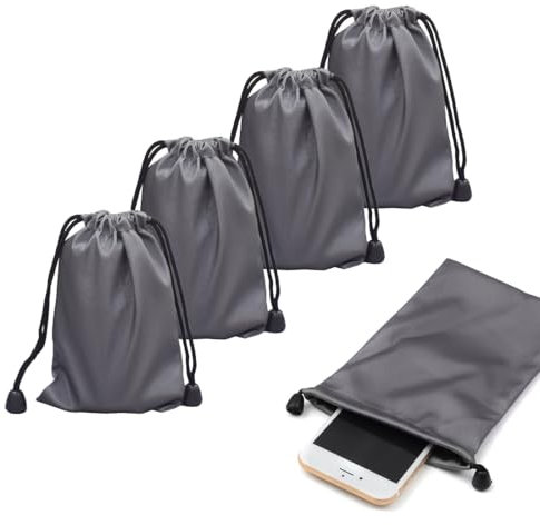 WeddHuis 4 Stück Drawstring Aufbewahrungstasche, Microfiber wasserdichtes Trockenbeutel, Stausack Kordel Lagerung Beutel für Mobiltelefonen, Kamera