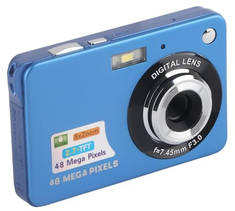 Digital Camera, 4K HD Camera, 48MP Autofocus Vlogging Camera with 8X Zoom, 2.7 Inch IPS Screen Compact Small Camera for Travel Party Growth Records (Blue)