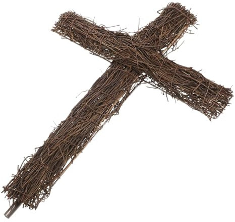 Beatifufu votivo croce per tomba del cimitero Decorazione murale cestino decorazioni natalizie addobbi natalizi paletto a croce in rattan non finito decorazioni esterne della croce di pasqua