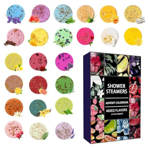 Badebomben Adventskalender 2024, 24 Tages Weihnachts-Countdown-Kalender Mit Badebomben, Aromatherapie Duschdampfer Adventskalender, Einzigartiges -Set Für Frauen