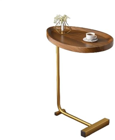 C-förmiger Beistelltisch, schmaler Beistelltisch, moderner Sofa-Beistelltisch, Couchtisch, zum Unterschieben unter dem Sofatisch, rustikaler Snack-Teetisch, schmal, schmal, mit Metallrahmen
