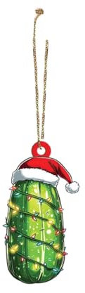 Christbaumschmuck Figuren Anhänger Weihnachstbaumschmuck Gurke aus Glas Weihnachtsgurke Christmas Decorations Lustig Tannenbaumschmuck (1 x Christbaumschmuck Gurke)