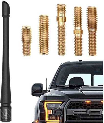 O53 Autoantenne - FM/AM/DAB Empfang | 19,7 cm Stabantenne mit Gewindeadapter | Perfekte Kompatibilität für Autoradios & Dachmontage