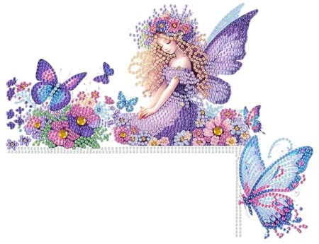 Generisch Diamond Painting Frühling Deko,Garten Wichtel Diamant Painting Tür Deko Kit, DIY Diamant Malerei Frühling Tür Ecke Deko Türrahmen Deko Türecke Deko Rechtswinkelschild-Schmetterling