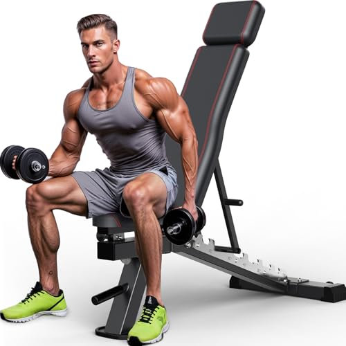 CharonFit Hantelbank Klappbar Verstellbar Trainingsbank: 550KG Gewichtsbegrenzung, Kommerzielle Qualität 4-in-1 Fitnessbank - Schrägbank, Flachbank, Bankdrücken Bank für Krafttraining