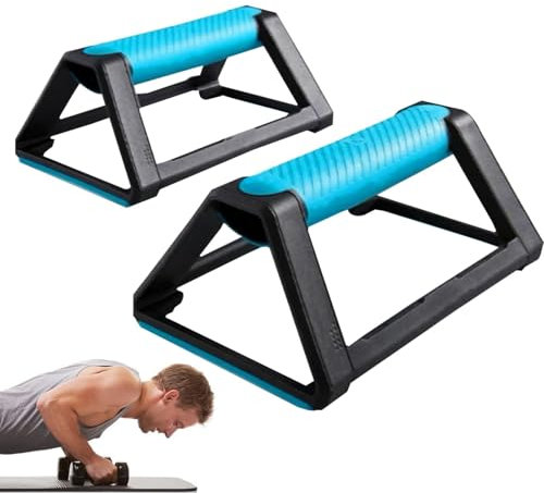 Supports de pompes pour homme, outil de musculation du haut du corps, poignées antidérapantes, poignées ergonomiques au sol, 19 x 11 x 7 cm, bleu