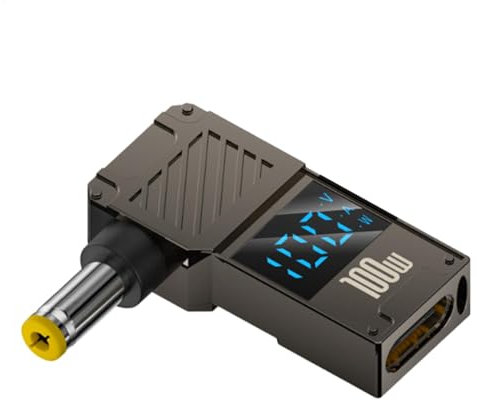Adaptador de carga para ordenador portátil, adaptador de carga – 100 W pantalla digital tipo C a DC adaptador de carga | Plug – Converter para ordenador portátil, tableta, consola de juegos