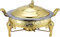 CWCQGH Chafing Dish Rotondo retrò in Acciaio Inox, Set di Chafer per Buffet/Matrimoni/Feste/Banchetti/Eventi di Catering, 2,7 l,Gold