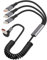 YANBORONSN 90 Grados USB A Splitter Spring Cable,ángulo Recto 3 en 1 en Espiral USB A a USB C Cable de Carga Rápida para el Teléfono,Tablet(1.6FT)