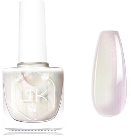 White Nail Polish - Pearl Nail Varnish - Pearlescent-White Nail Polish Reflect Shimmer Flash - High Glossy Aurora Pearl Nail Varnish- No Need Curing