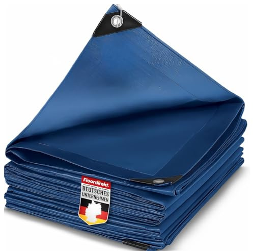 etm Lona impermeable de 240 g/m², 6 x 8 m, color azul, lona multiusos para protección contra la intemperie, apta para jardín, resistente a los rayos UV, revestimiento por ambos lados, impermeable y