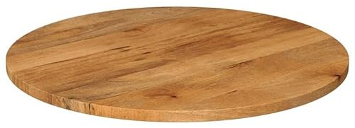 Eleganz Runde Tischplatte Ø 90 cm aus massivem Mangoholz in Eichen-Optik - Hochwertige Tischplatte für Küche, Esszimmer oder Büro - Langlebig & naturbelassen