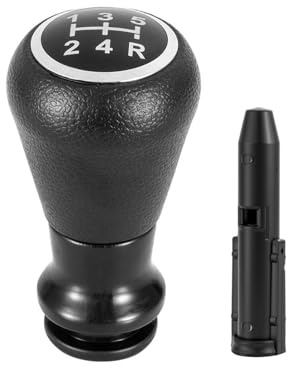 StratoNex Pomo para palanca de cambios de 5 velocidades para Peugeot 206 | Incluye adaptador, palanca de cambios de piel sintética negra