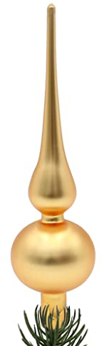 Dekohelden24 Lauschaer Christbaumschmuck - Christbaumspitze Satin Gold Uni, 24 cm, KGL500183A-matt, Gold Matt