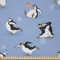 ABAKUHAUS Cartoon-Tier Stoff als Meterware, Skating Penguins, Microfaser Stoff für Dekoratives Basteln, 1M (230x100cm), Dunkelblau