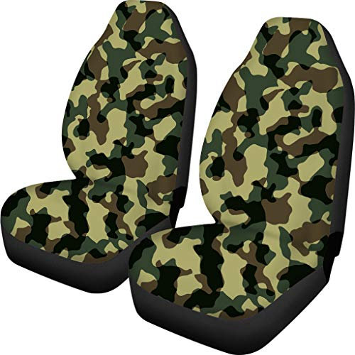 HUGS IDEA Vordersitzbezüge, für Fahrer und Beifahrer, Armeegrün, Camouflage, 2 Stück