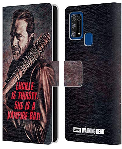 Head Case Designs Offizielle Zugelassen AMC The Walking Dead Lucille Vampir Fledermaus Negan Leder Brieftaschen Handyhülle Hülle Huelle kompatibel mit Samsung Galaxy M31 (2020)