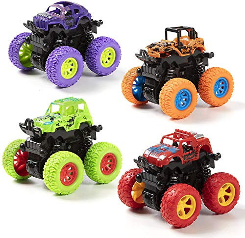 MOOKLIN ROAM Geländewagen Spielzeugautos, 4 Stück Auto Spielzeug Set, 1:36 Offroad Trägheits-Geländewagen mit Allradantrieb Steht auf und dreht Sich 360 Grad, ab 3 4 5 6 Jahren